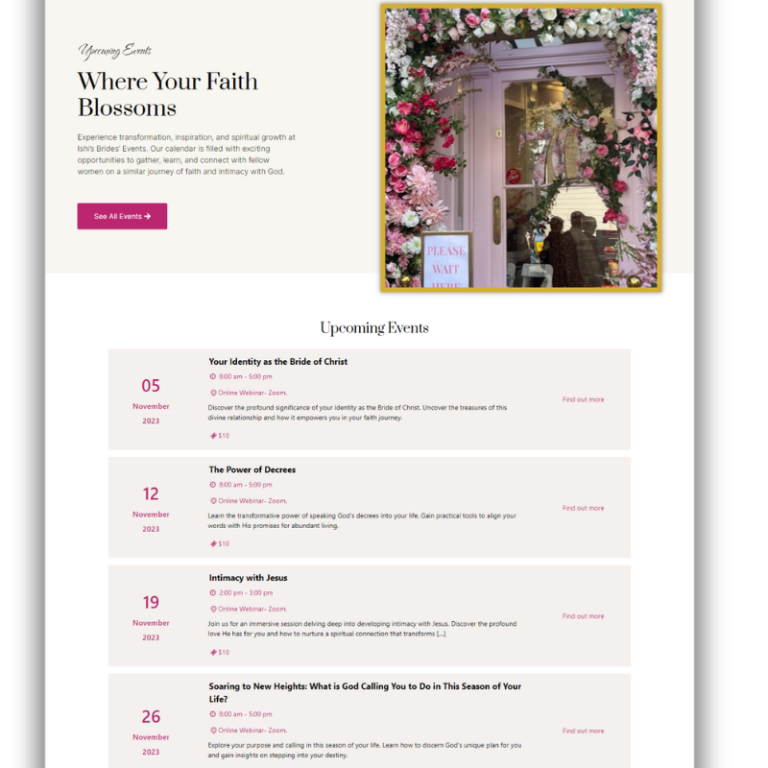 Christian Web Design with Events Booking Calendar