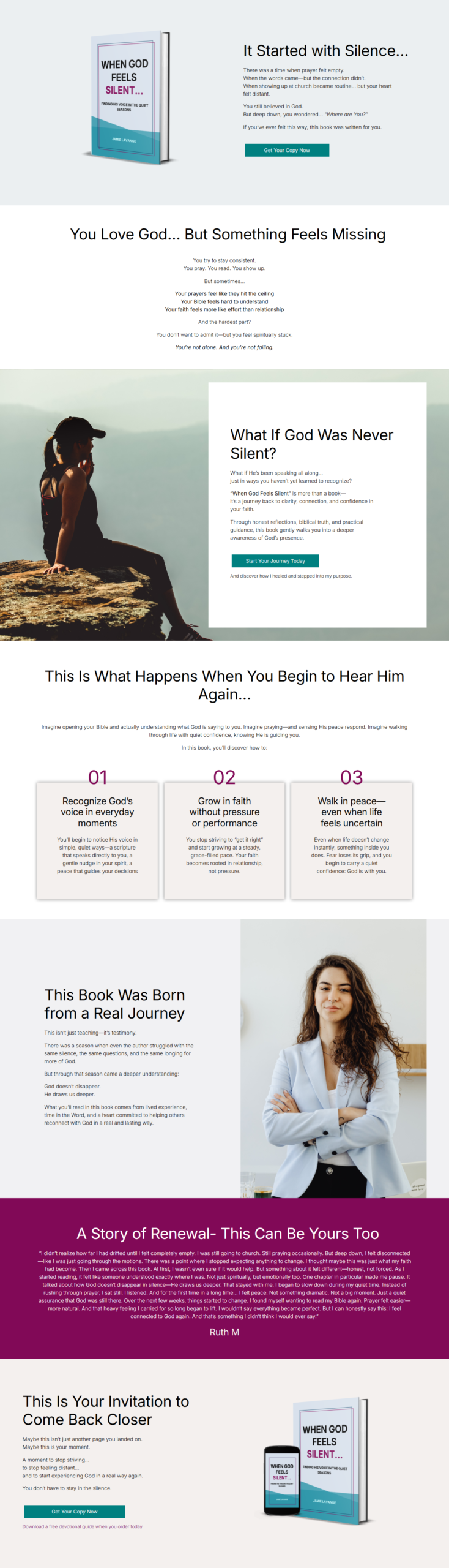 Book Landing Page Template | Faith Infused Book Landing Page Template (Full Page)