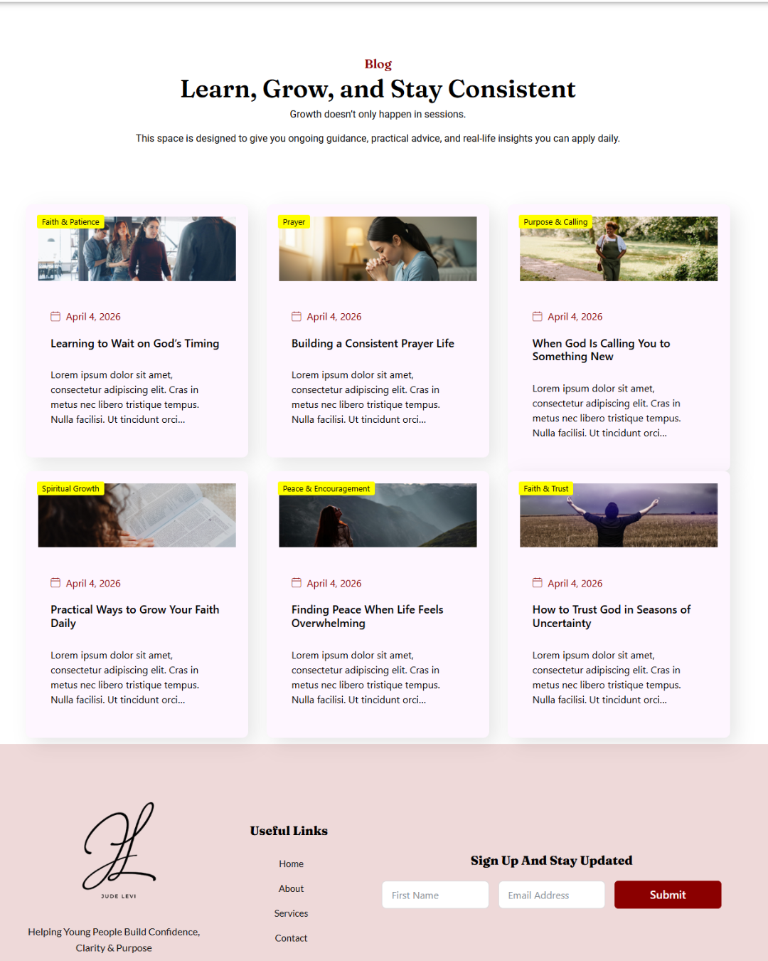 Life Coach WordPress Website Template Preview